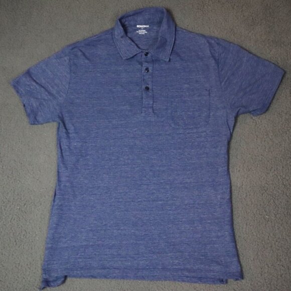 Bonobos Polo Shirt Men M Blue Slim Fit Point Collar Polyester Blend Soft-Washed - Picture 1 of 8